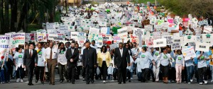 Rev. Matthews participated in both the first Selma march and the 2010 march in Tallahassee that drew nearly 6,000 in support of parental choice. He is in the front row on the left, walking with the cane.