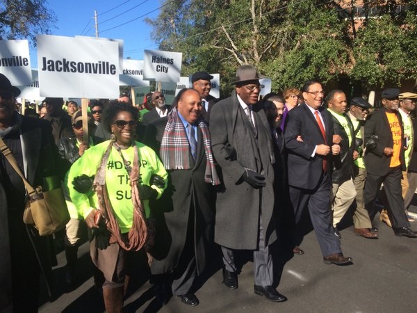 Martin Luther King, III leads a march for tax credit scholarships in Tallahassee.