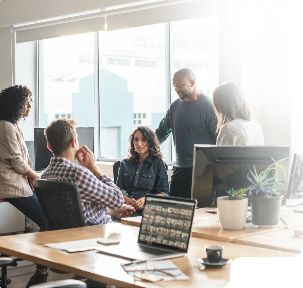 Group of office team talking together